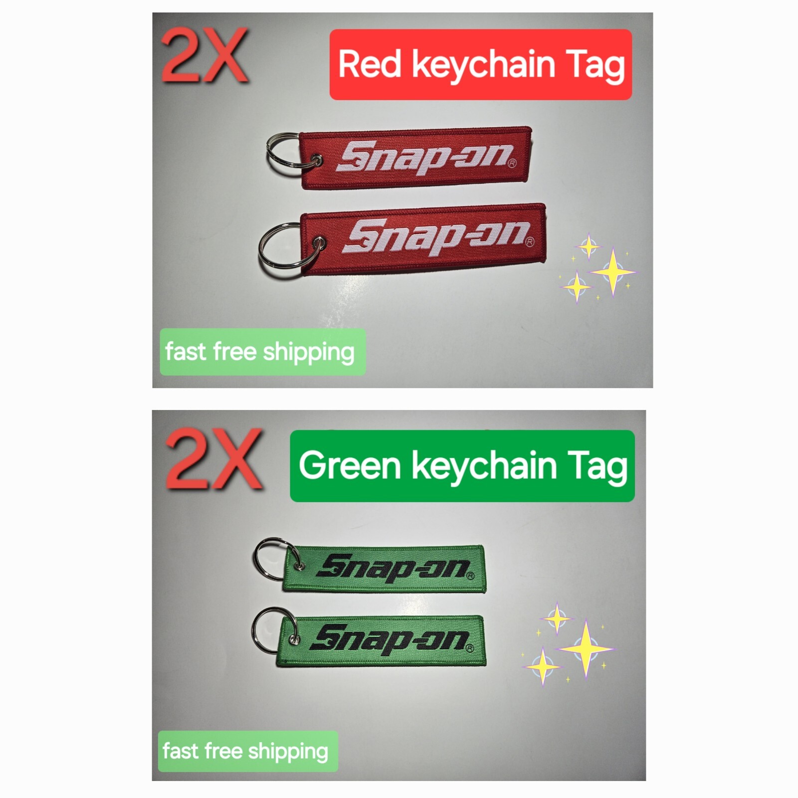 4Pack Snap On Tools PROMO Keychain Tag Lanyard RED & Green 5"X1" W/KEYRING NEW!!