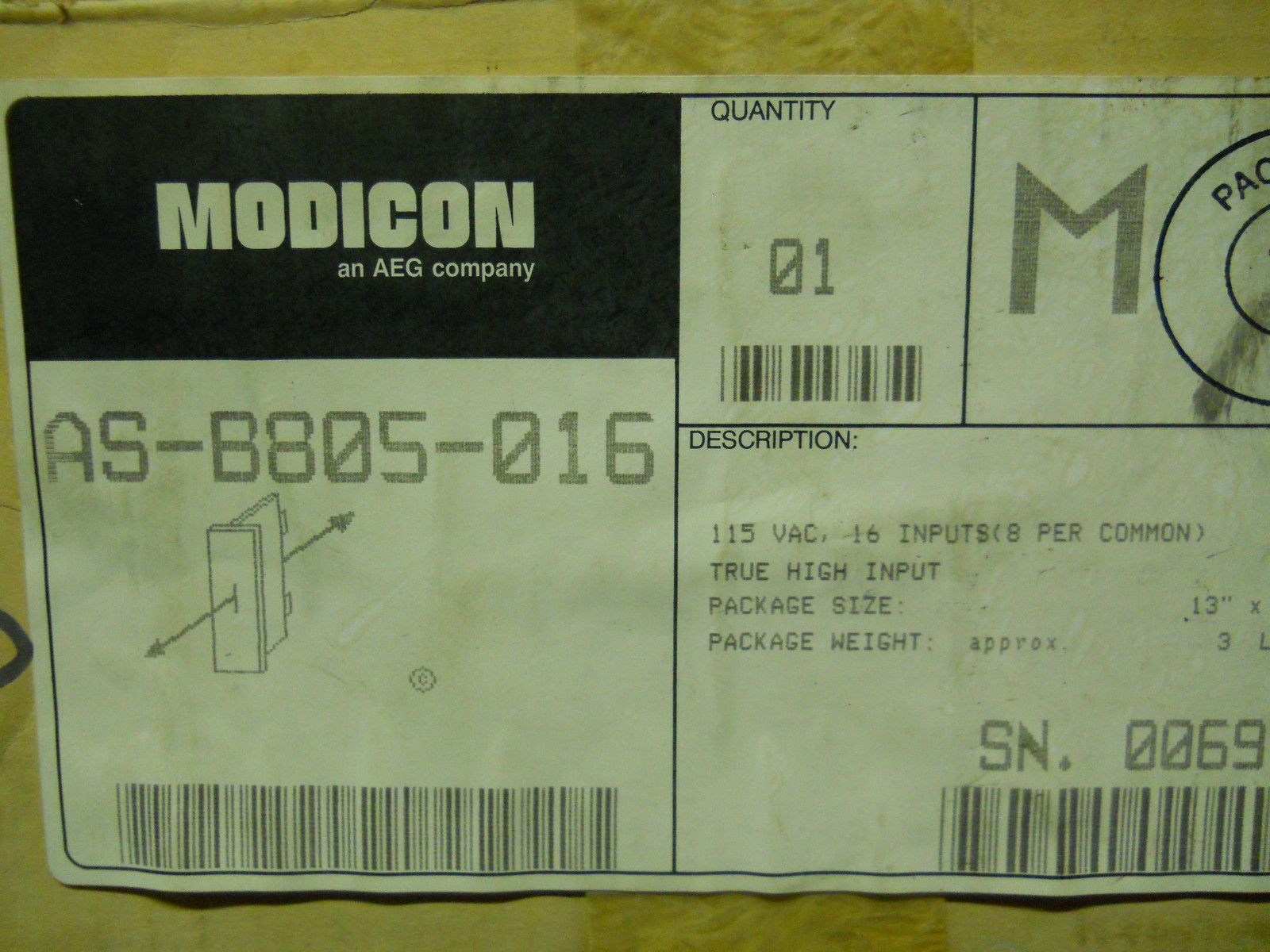 MODICON AS-B805-016 115 VAC INPUT MODULE 16PT NEW CONDITION IN BOX