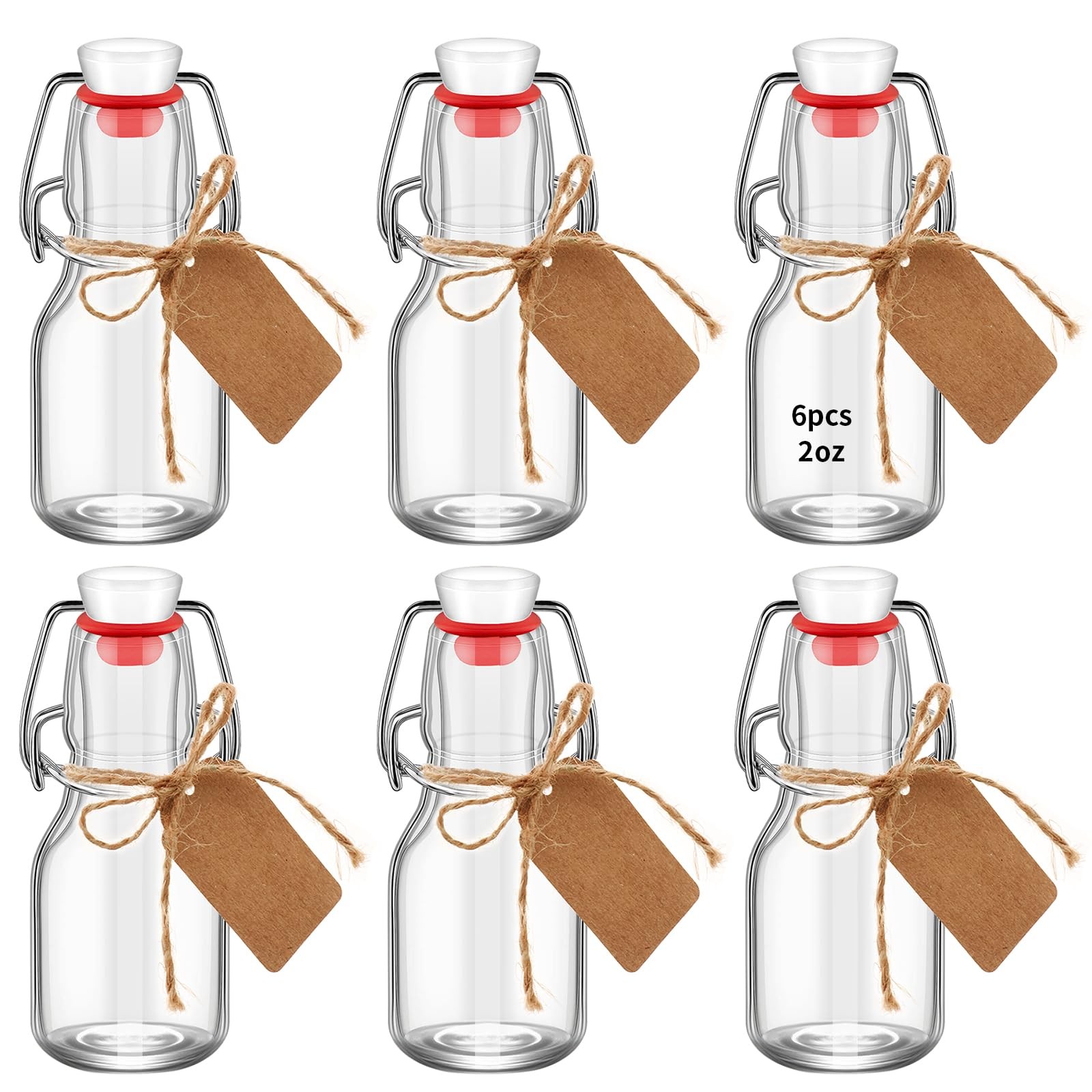 6 Pack 2oz Glass Flip Top Bottles Swing Top Glass Bottles for Home Brewing Oil