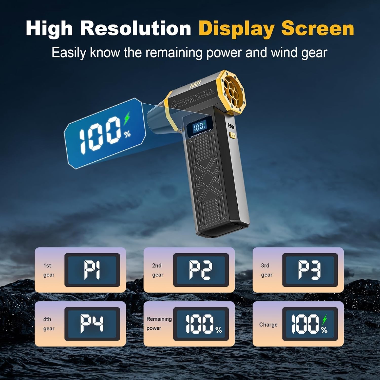 Portable Cordless Electric Air Duster - 120,000RPM Turbo Blower with LED Light