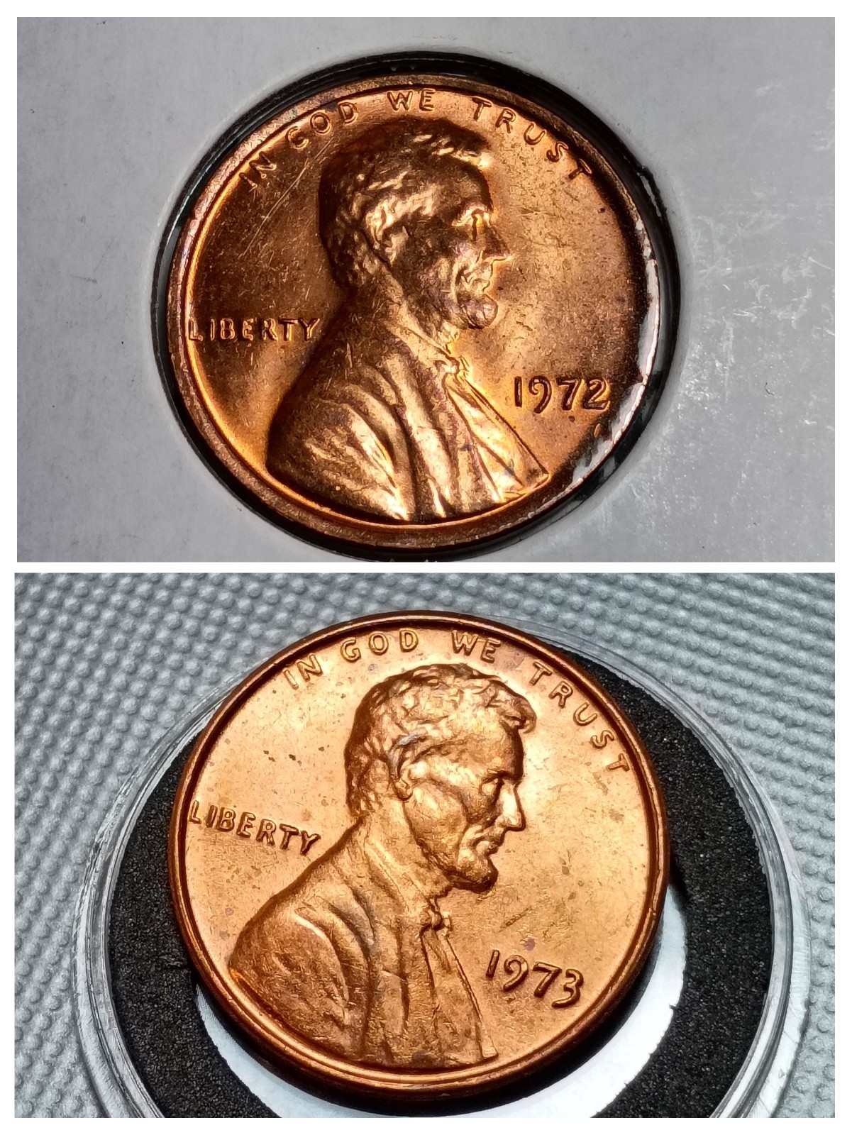 1972 & 1973 Lincoln Memorial Penny Lot - Nice Luster - 1972 w/ Minor Rotated Die