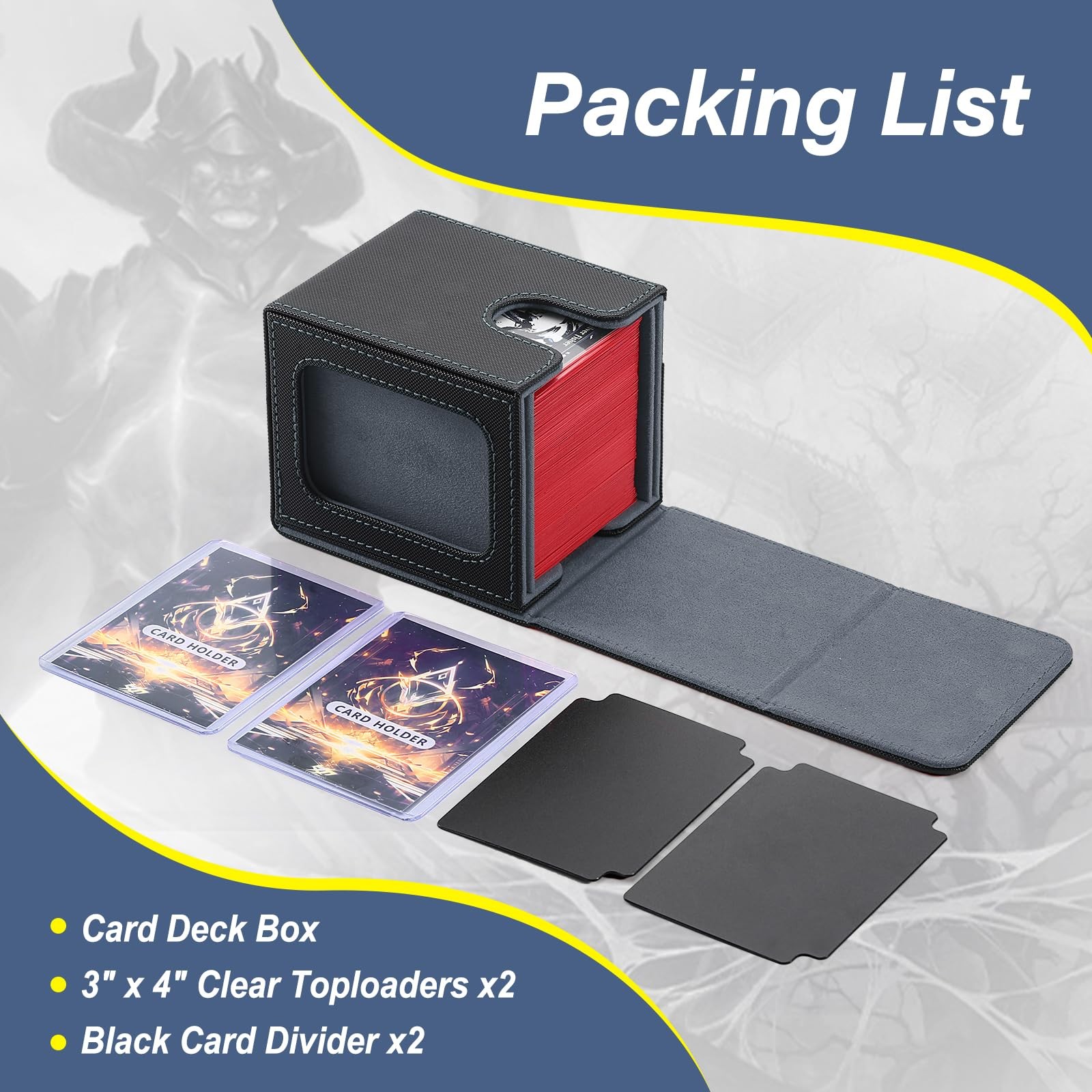 Stepane MTG Deck Box, Double Display 120+-With Windows, Black/Grey