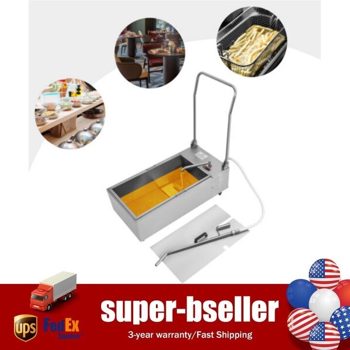 370W Commercial Fryer Oil Filter Cart Machine 55L Kitchen Oil Filtration System