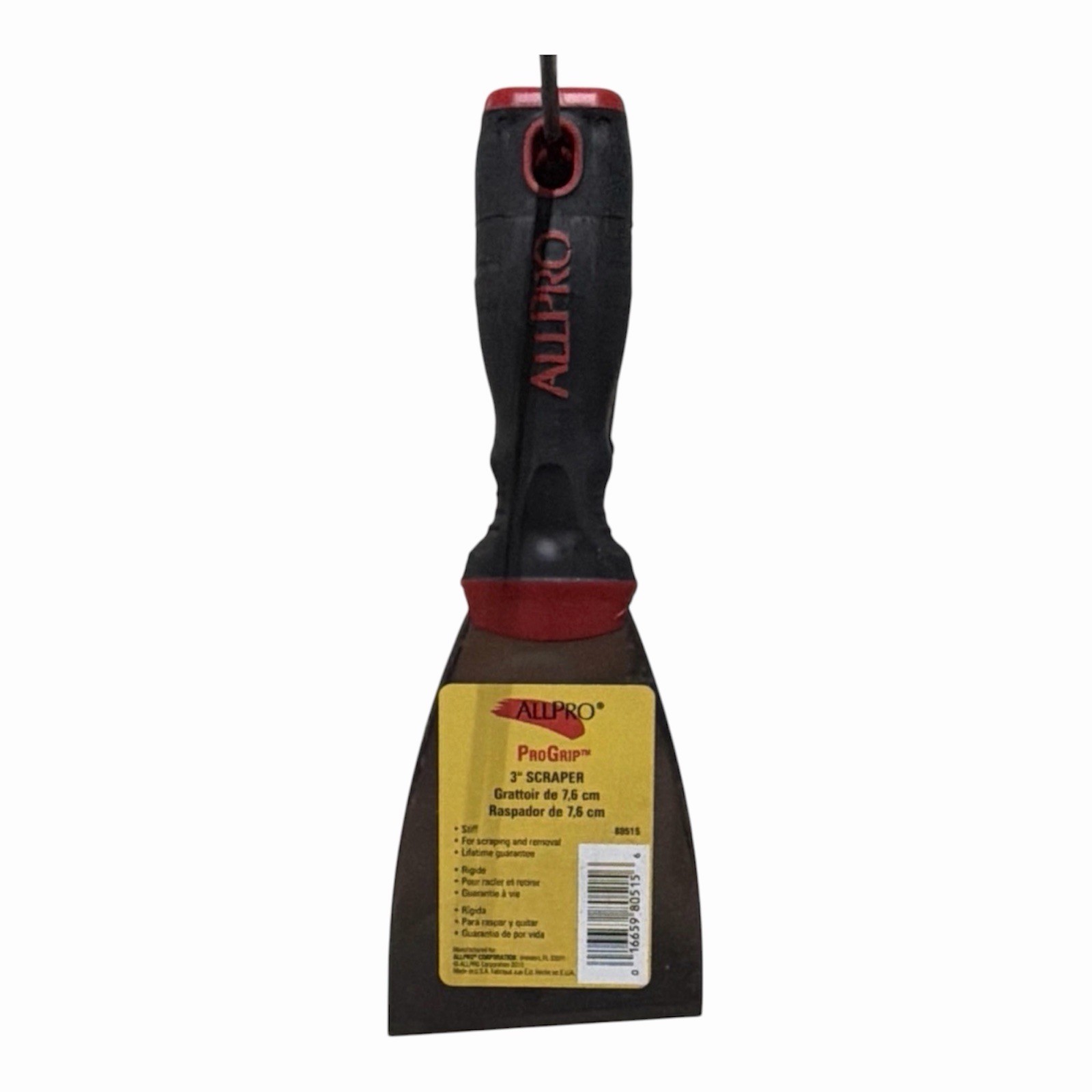 ALLPRO ProGrip 3in Stiff Steel Blade Scraper Black/Red Handle 1pc