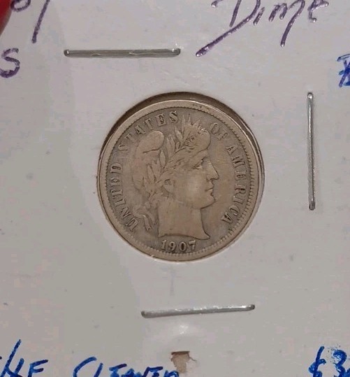 1907-S Barber Silver Dime (EB1)