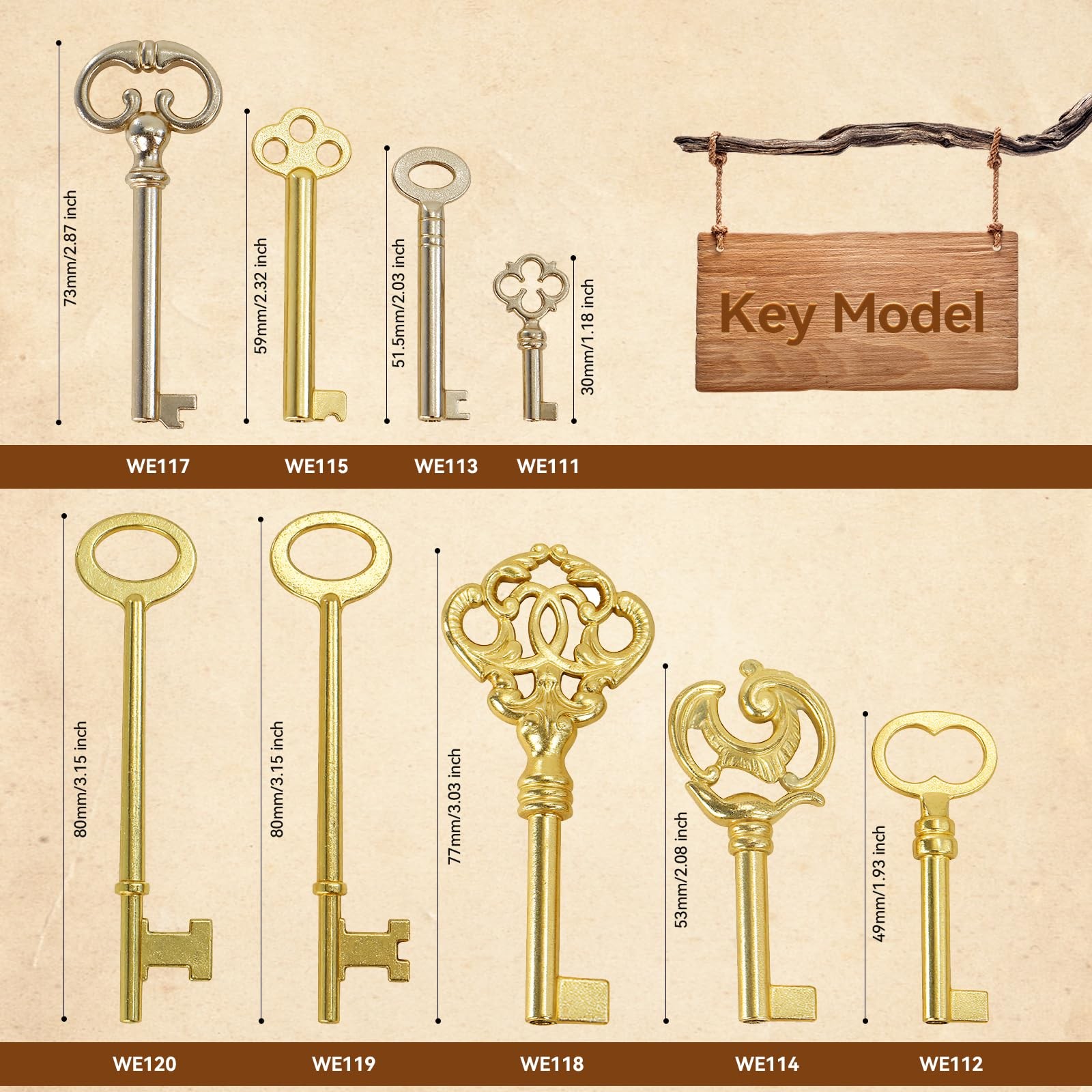 Universal Skeleton Keys Replacement, 19Pcs Most Popular Hollow