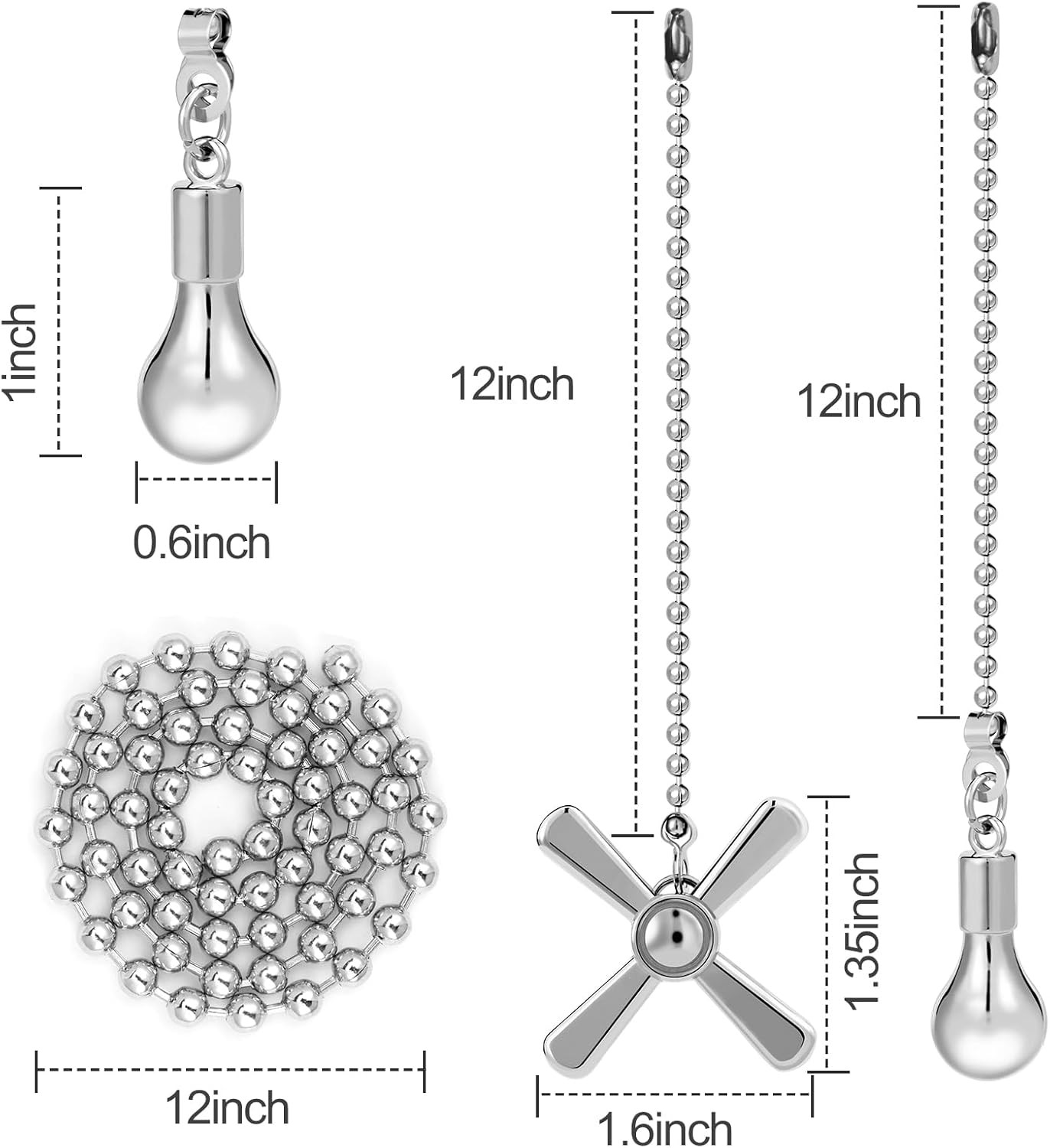 Ceiling Fan Pull Chain Ornaments 13.6 Inches Fan Pulls Extension Chains Set