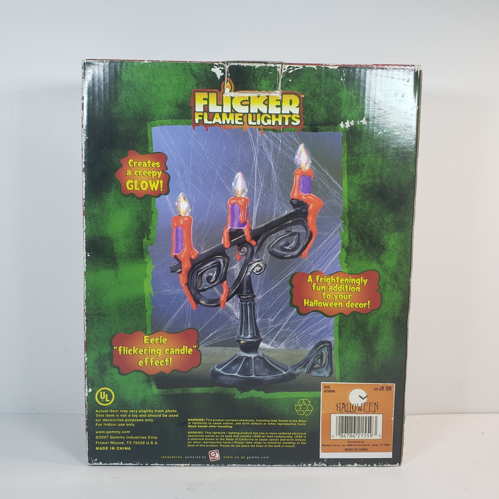 Vtg Gemmy Flicker Flame Lights Candelabra Red Candles