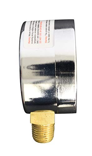 Pressure Gauge, Chrome Plated Steel Case, Dry, 0-200 psi/kPa, Lower Mount 1/8"