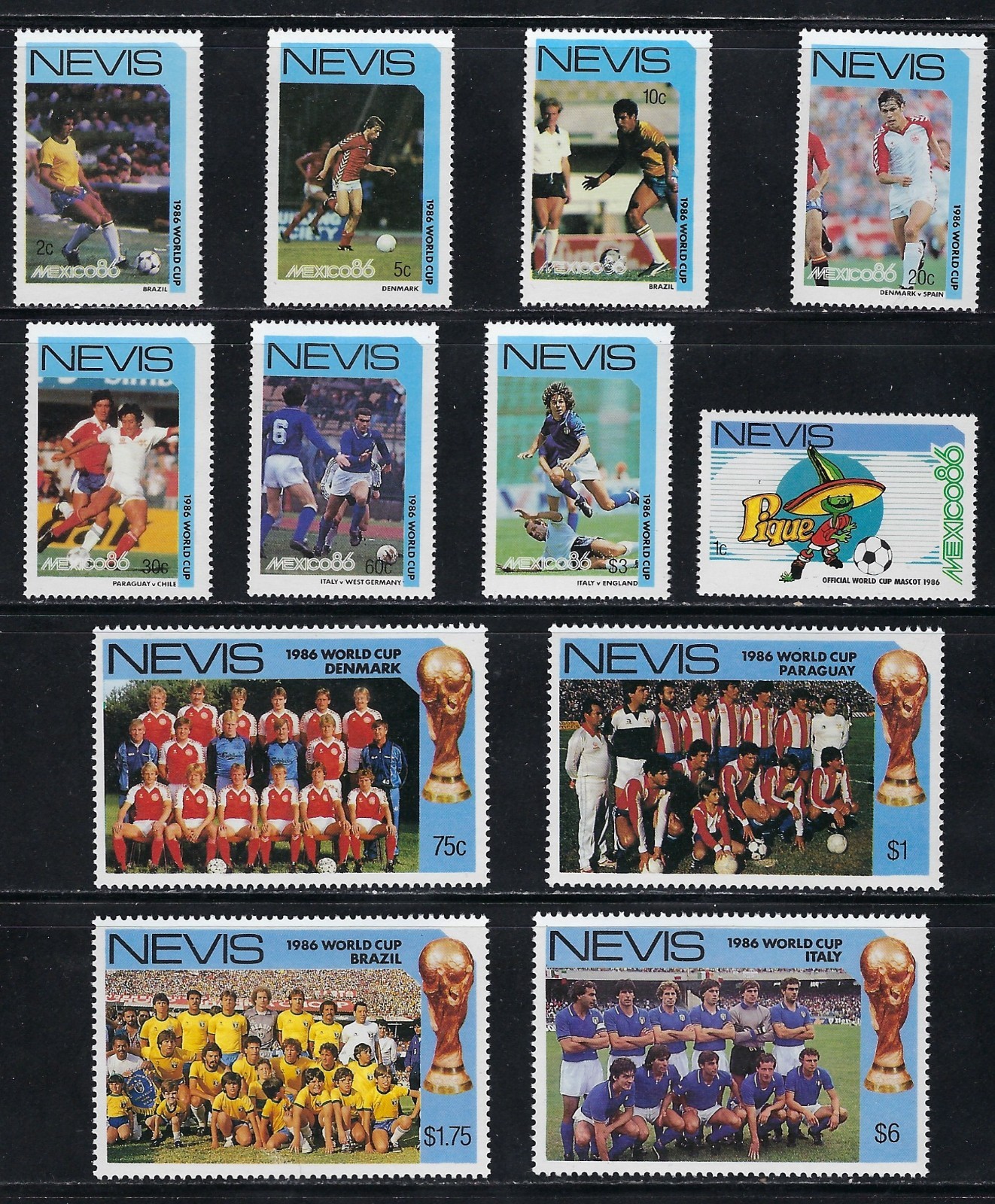 MNH 1986 World Cup Soccer Set from Nevis.........32R.............A-524