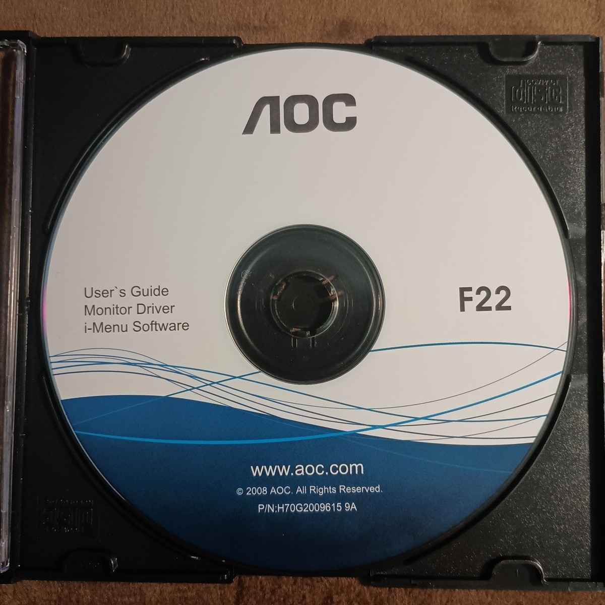 AOC F22 Monitor User's Guide, Drivers And I menu Software Disc (Disc Only)