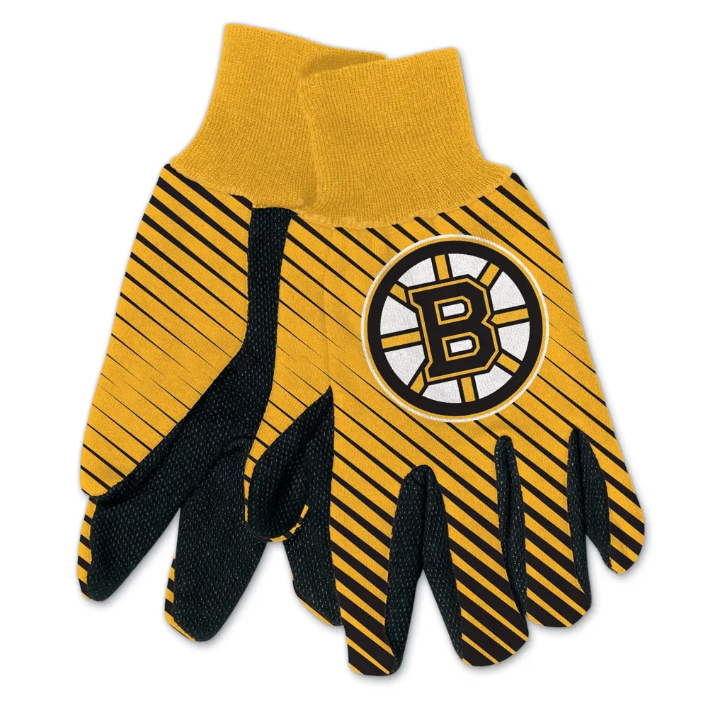 Boston Bruins NHL Adult Two Tone Sport Utility Work Grip Gloves FREE SHIPPING