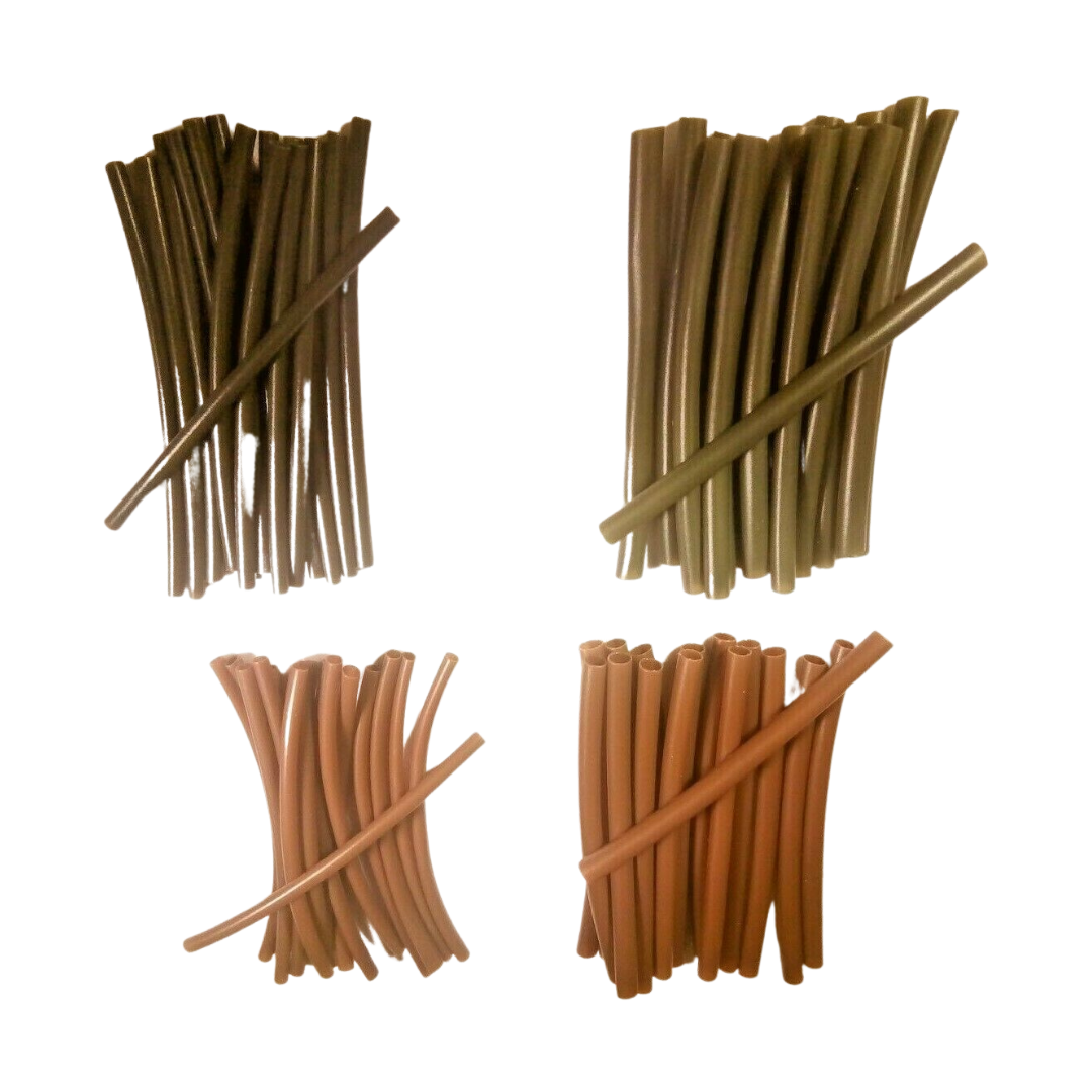 15 PIECES 1.6mm,2.4mm GREEN & BROWN SHRINK TUBE CARP RIGS RONNIE / SPINNER RIGS