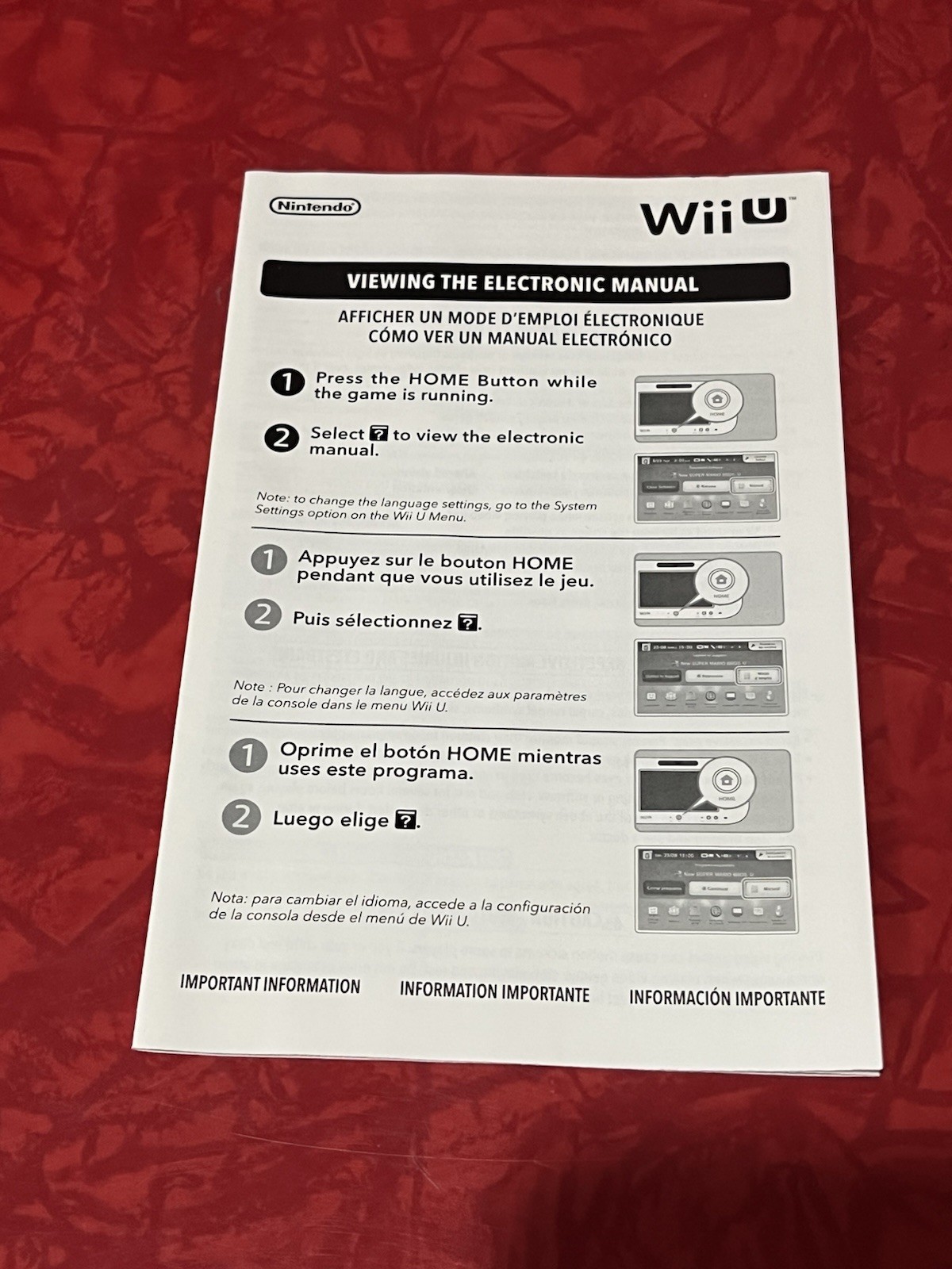 NINTENDO Wii U "VIEWING THE ELECTRONIC MANUAL"