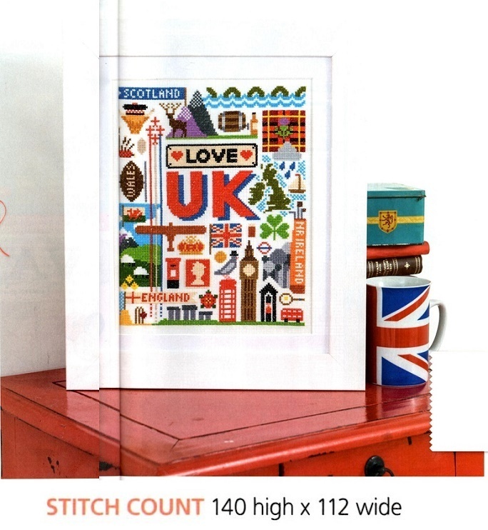 I LOVE THE UK    CROSS STITCH  PATTERN ONLY EQ - REW