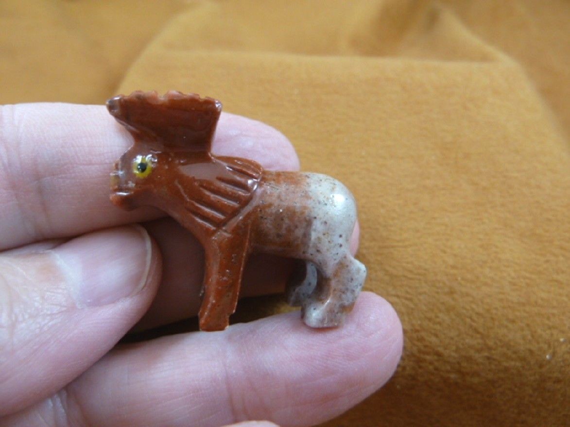 (Y-MOO-NB-24) little red gray bull MOOSE baby Maine carving stone SOAPSTONE PERU