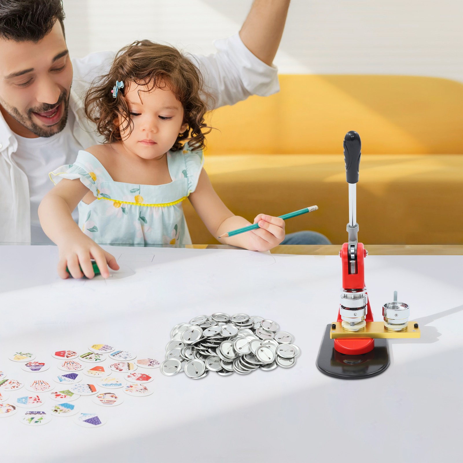 Round Pin Maker Kit, Round Pin Maker with 100 Set Badge Materials
