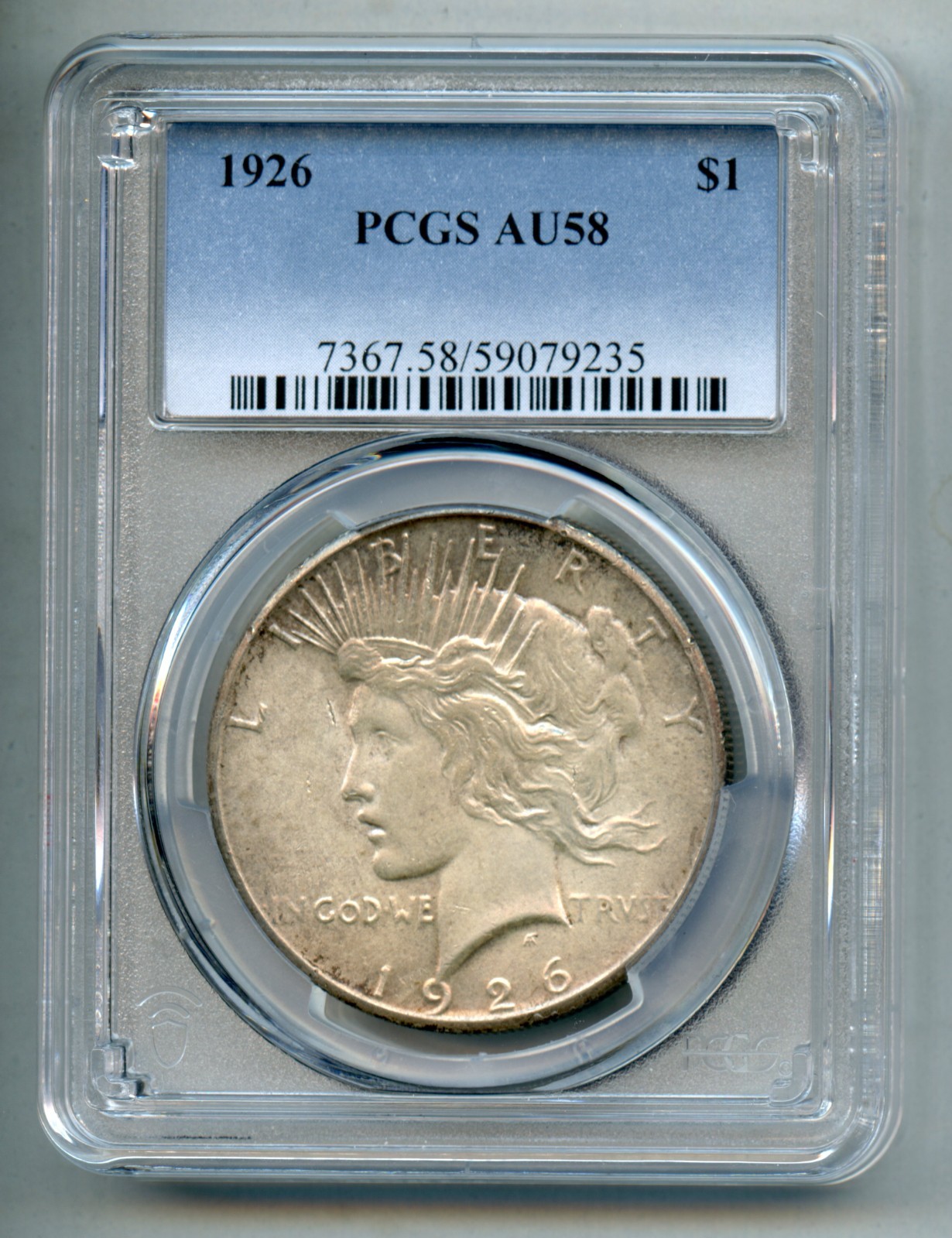 1926 Peace Silver Dollar PCGS AU 58