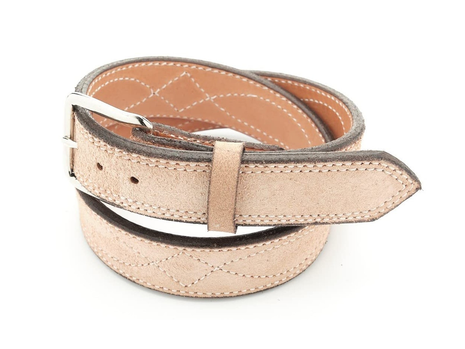 Texas Saddlery Western Belt – Natural Rough Out Gunfighter Stitch | 1.5 In