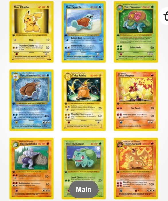 9X - Custom Novelty Gift Parody Thicc Pokemon Gold Plate Metal Cool Trading Card