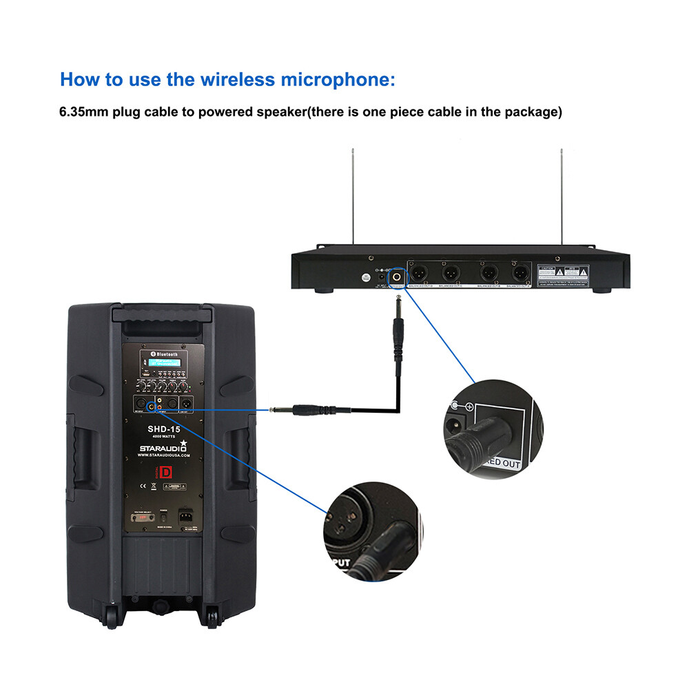 Wireless VHF Microphone System Handheld & Headset Lavalier Bodypacks Microphones