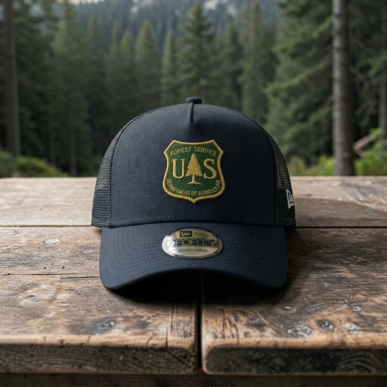 U.S. Forest Service Trucker Hat Black Embroidered Mesh Cap