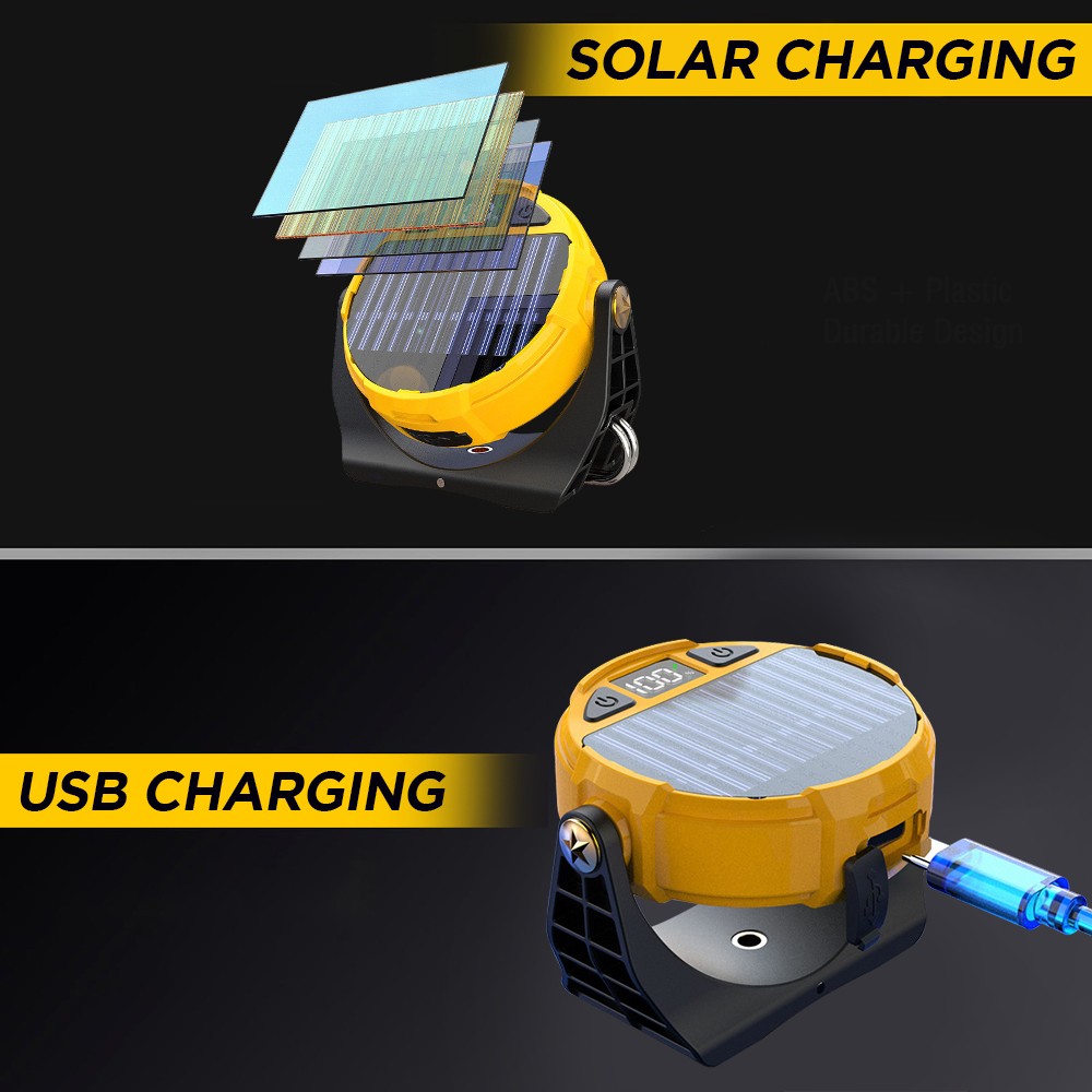 Portable LED Solar Work Light USB Rechargeable Emergency Worklight Security Lamp