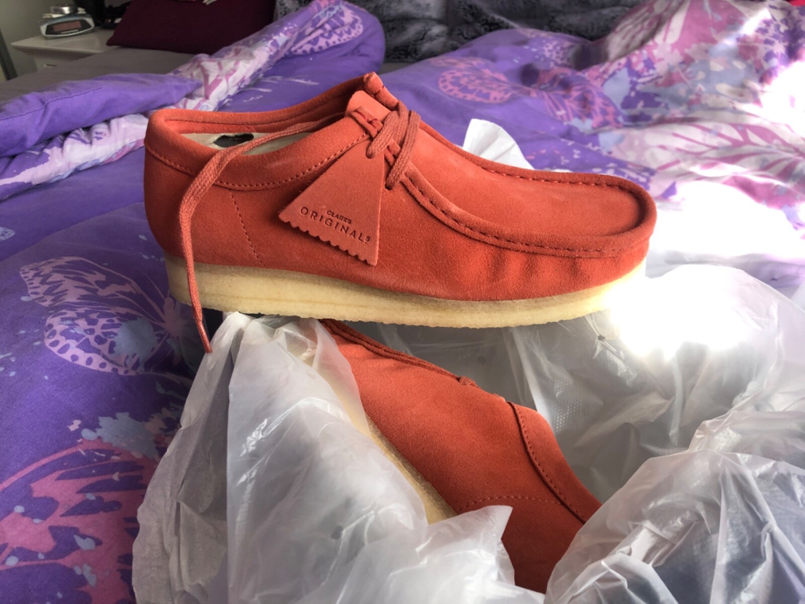 Clarks Originals Mens Wallabee Clay Orange Suede UK 7,8,9,10,11,12 G