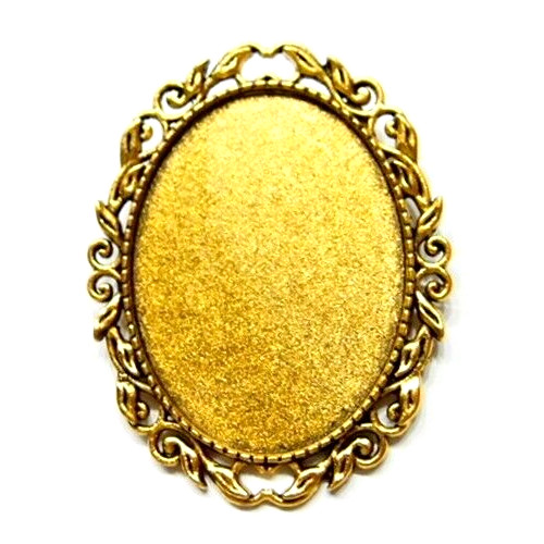 4 of 40x30mm Antique Gold Victorian Deco Wreath Brooch Pendant Combo Settings