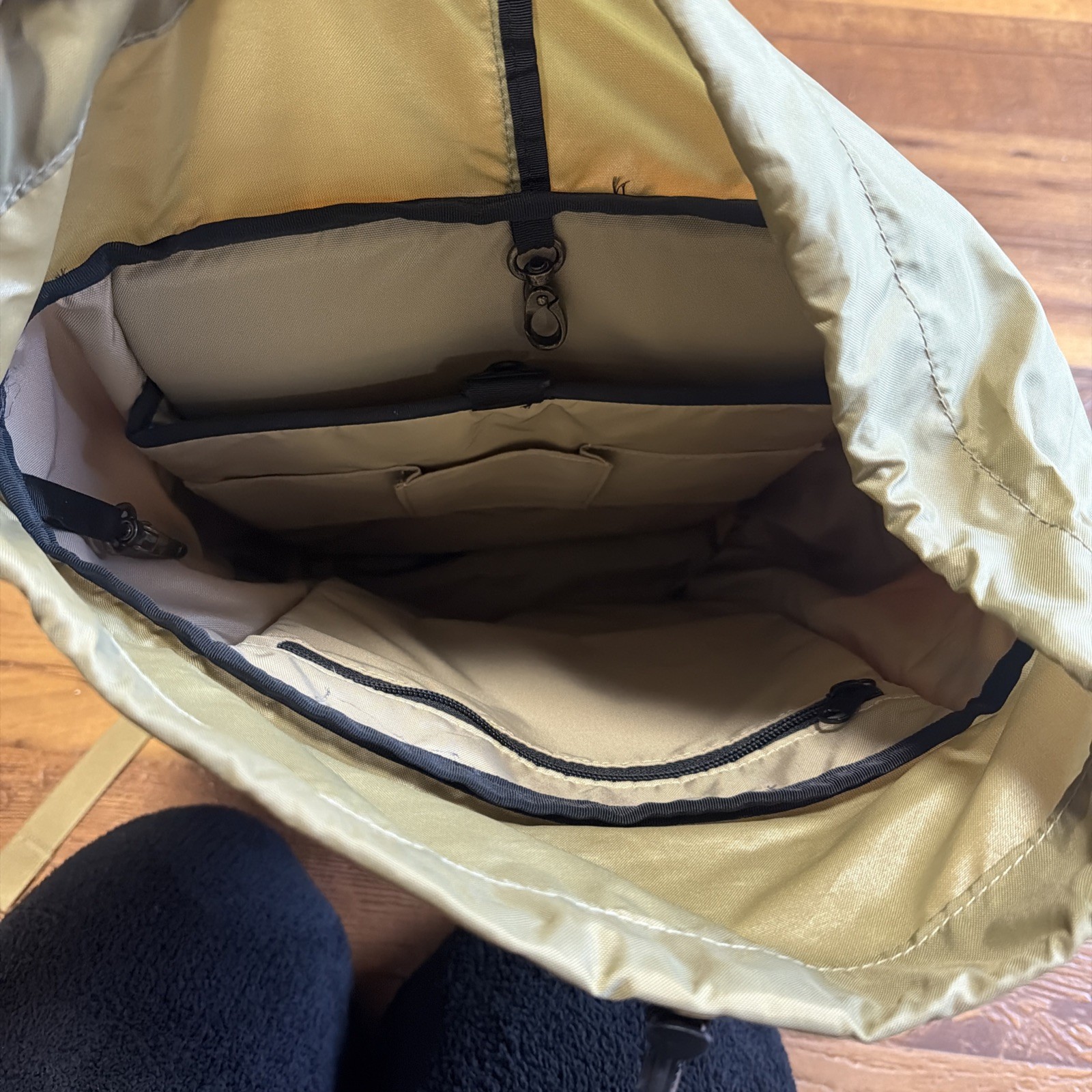 GOBI Getaway Backpack Orange with Tan Webbing Hiking Drawstring 29L