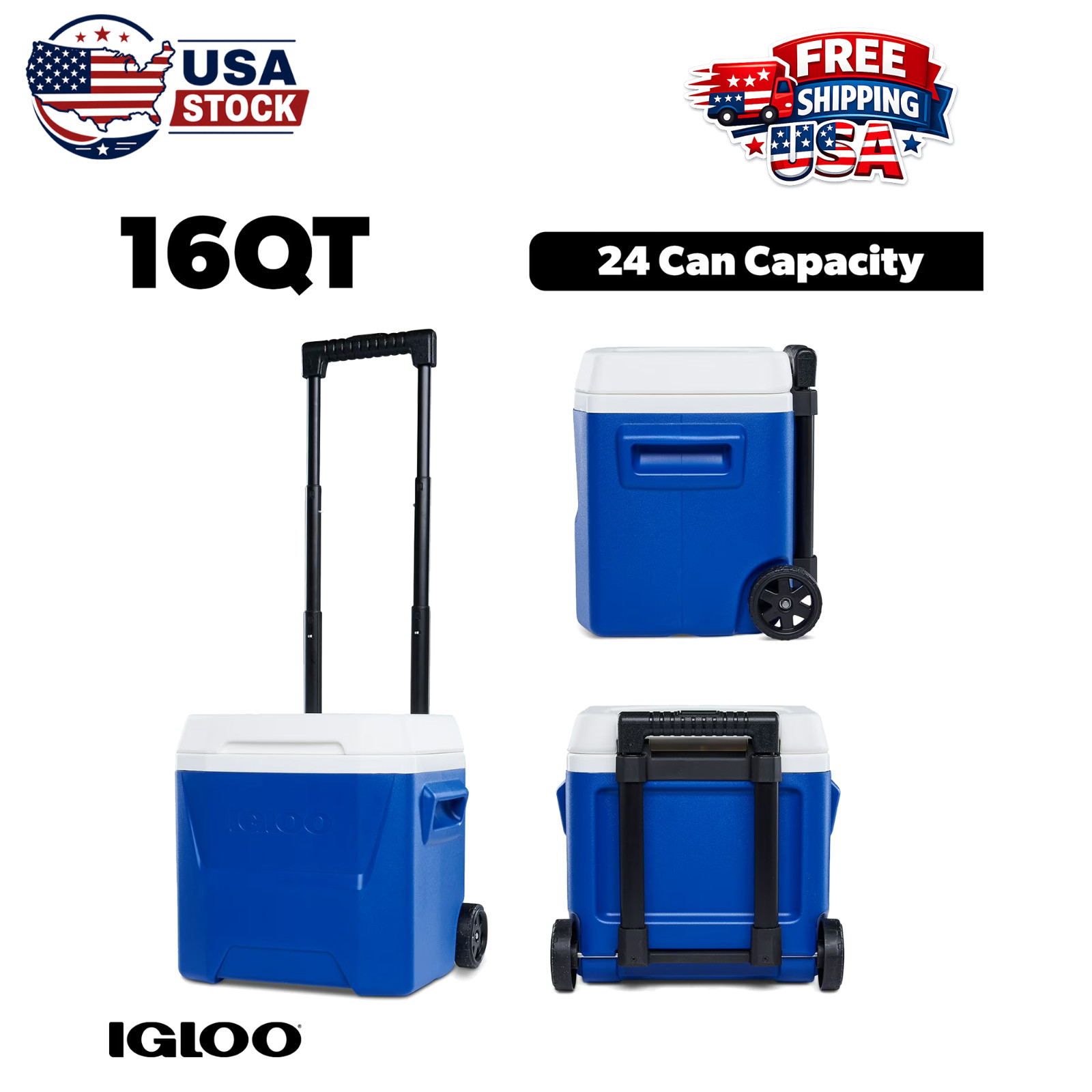 Igloo 16 QT Laguna Hard Side Ice Chest Cooler with Wheels, Blue, sale