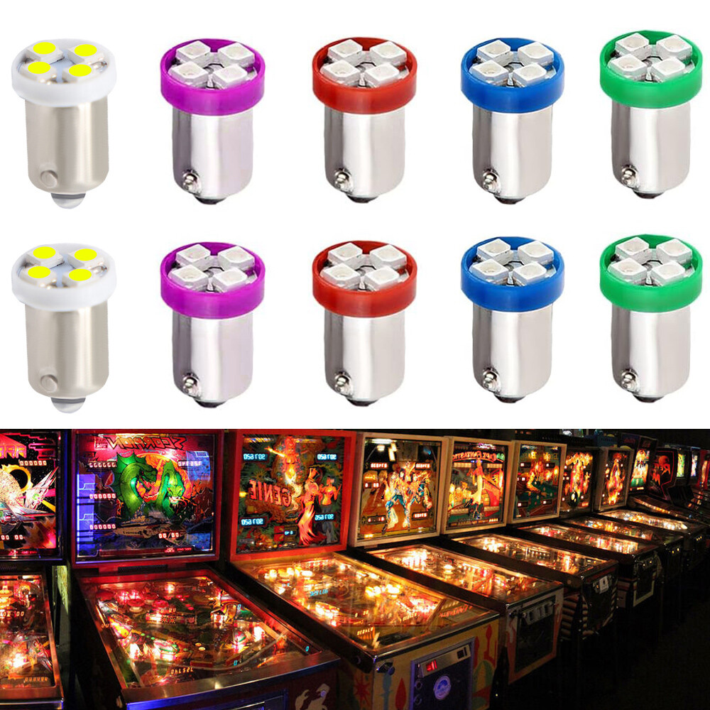 10X #44 #47 #1847 BA9S 4SMD LED 5 Colors Pinball Machine Light Bulb 6.3V AC DC