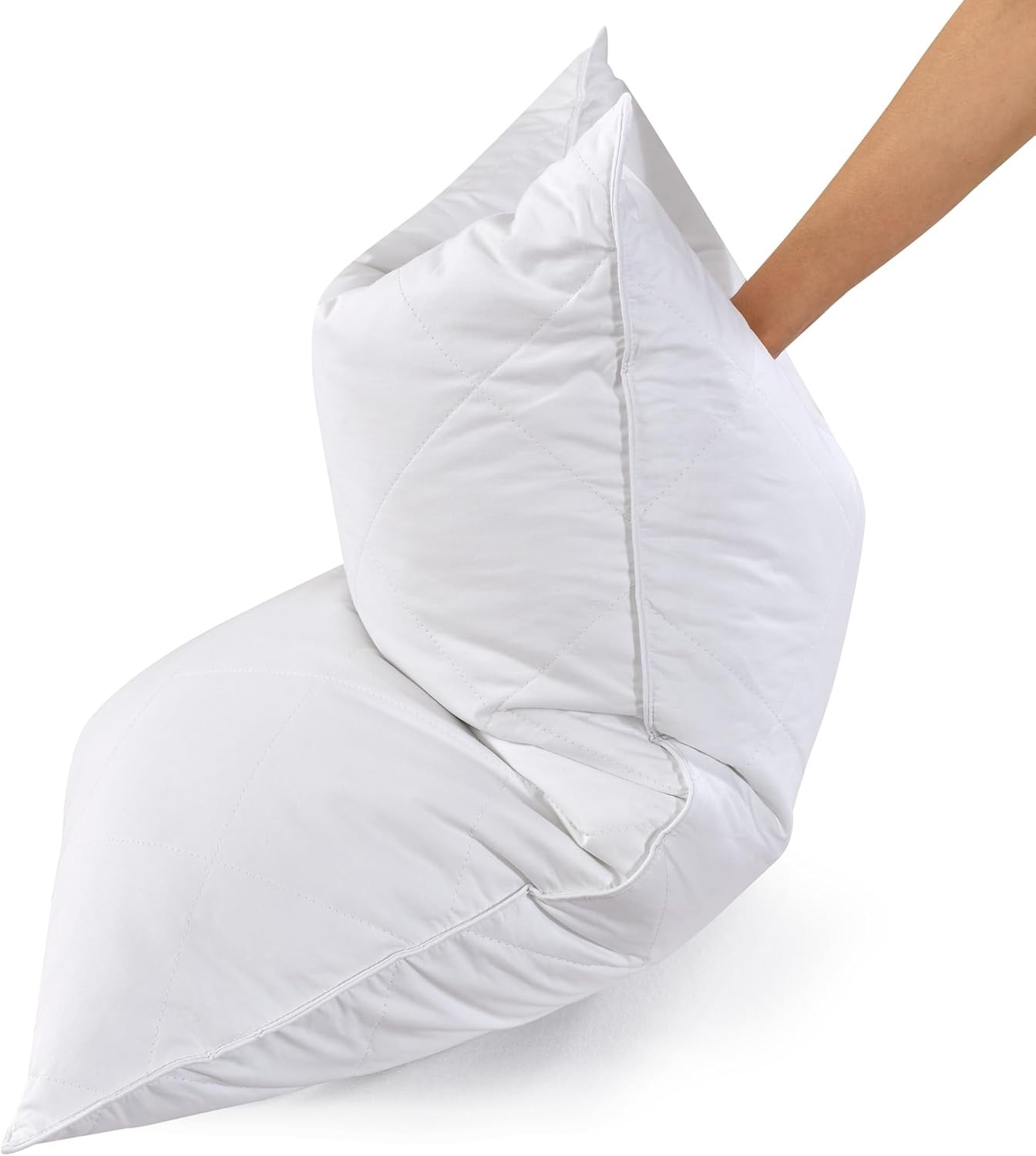 Three ese White Goose Feather & Cotton Pillows King Size - Soft 600