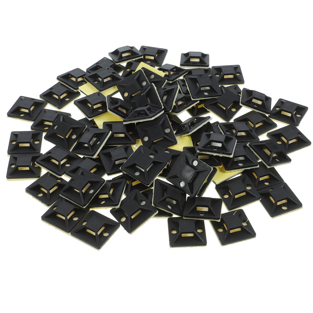100Pcs Black Cable Tie Mount Adhesive Bases for Wire Tie Downs Durable