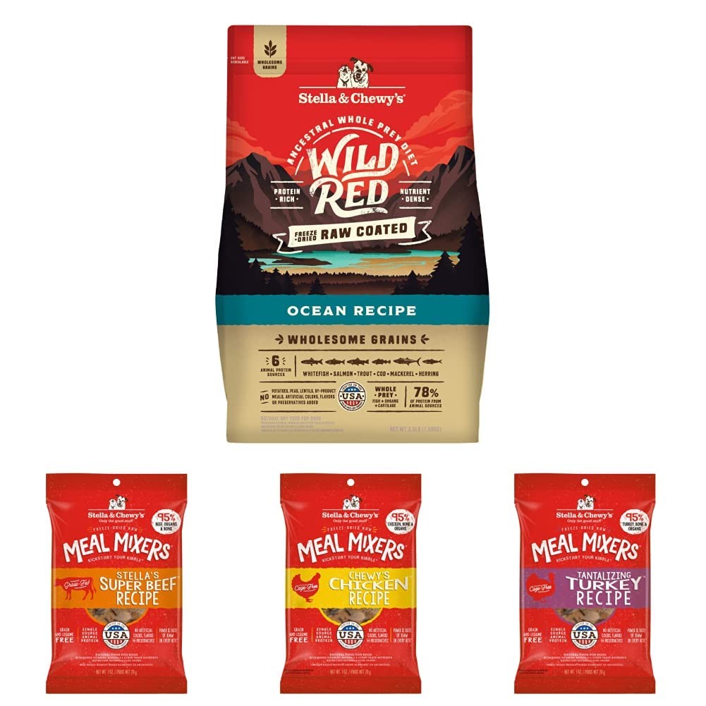 Stella & Chewy's Wild Red Raw Coated Dry Dog Food + Freeze-Dried Meal Mixers