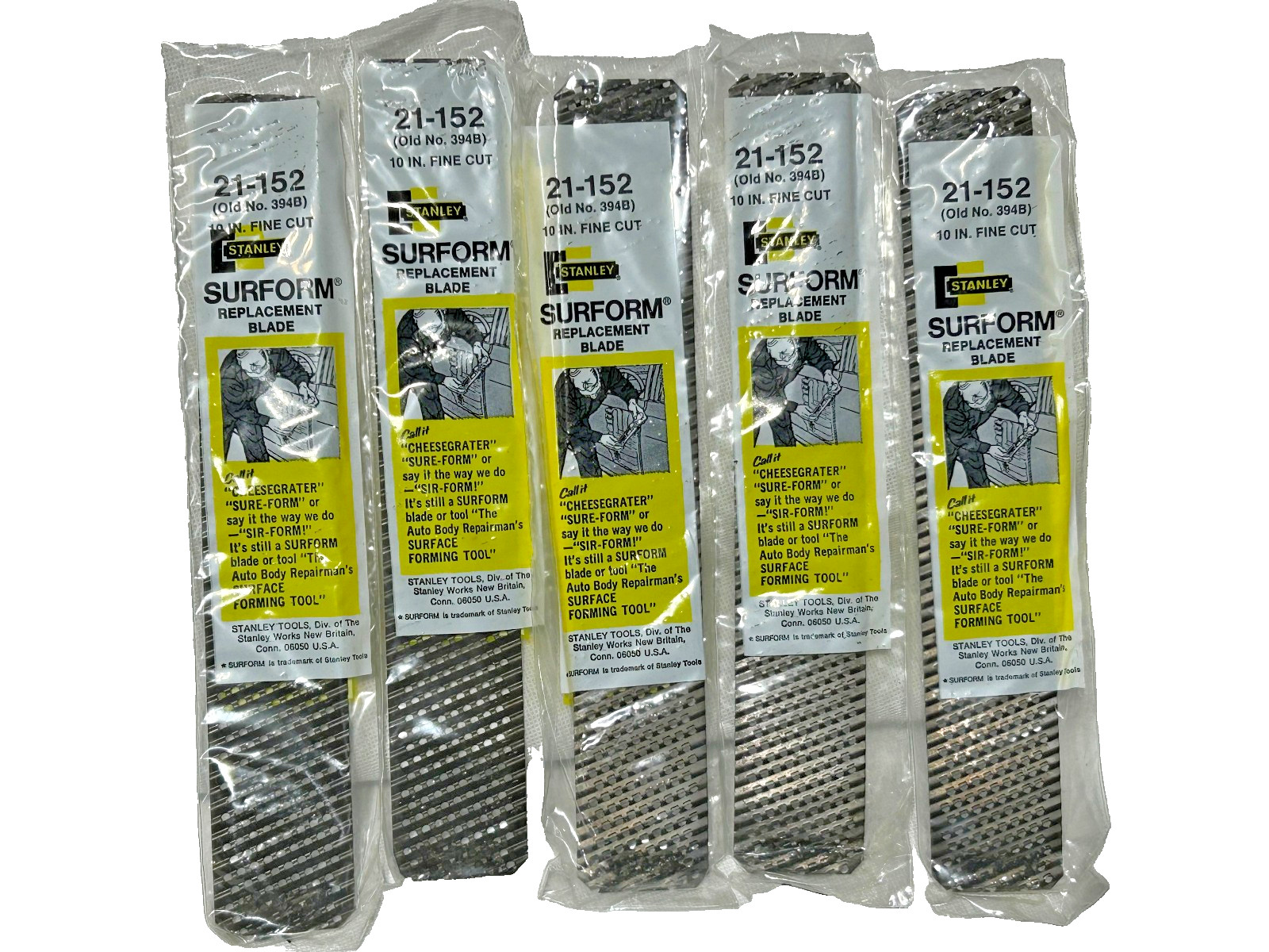 Lot of 5 NOS Stanley Surform 21-152 394B Fine Cut Metal Blade Flat Style