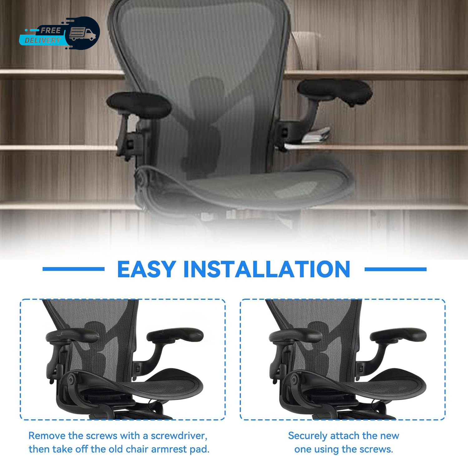 Chair Armrest Replacement Arm Pads Caps for Herman Miller Remastered Aeron Chair