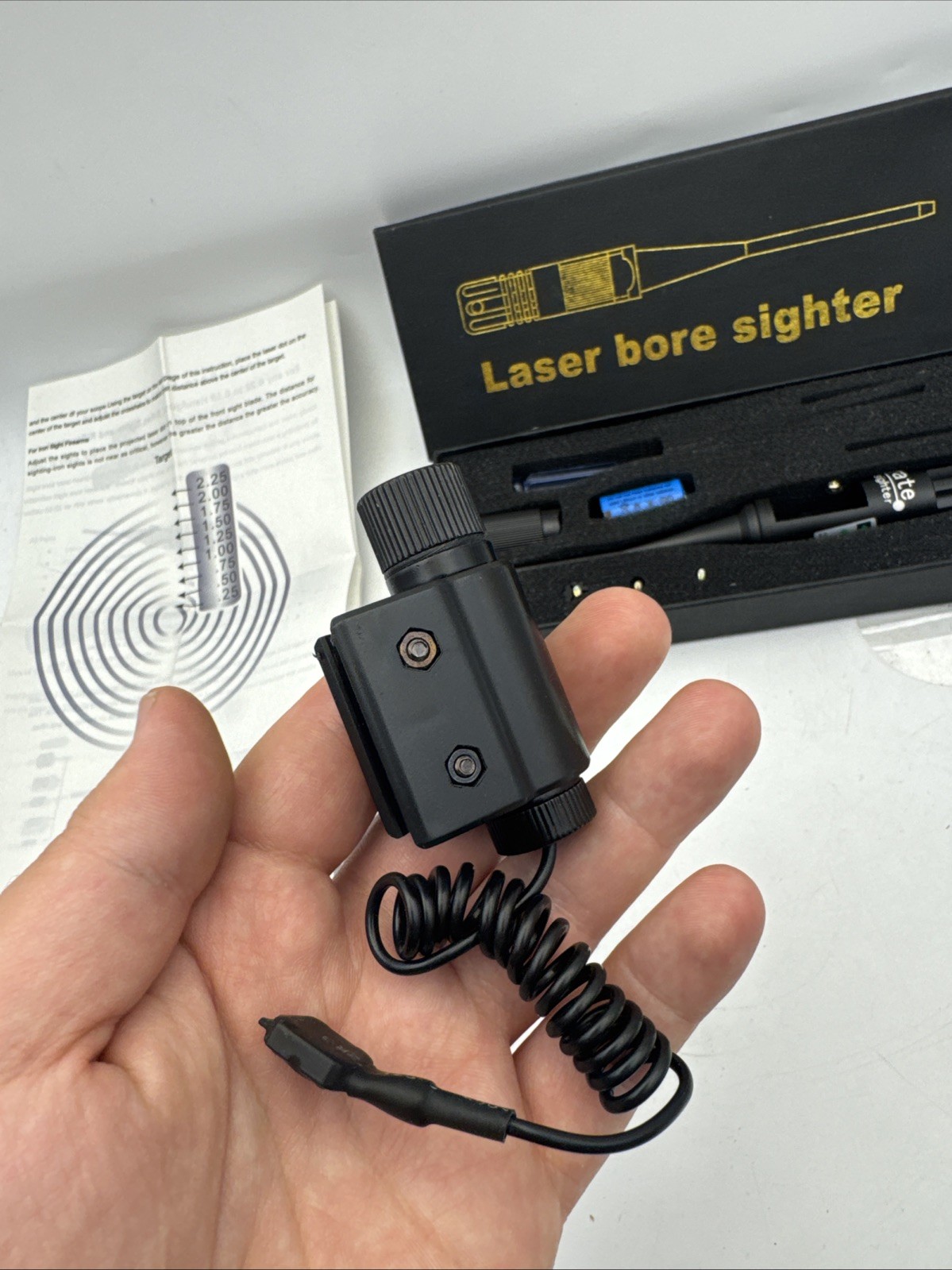 Laser Bore Sighter Red Laser Sight Lot Working w/ Case Adapters Mount