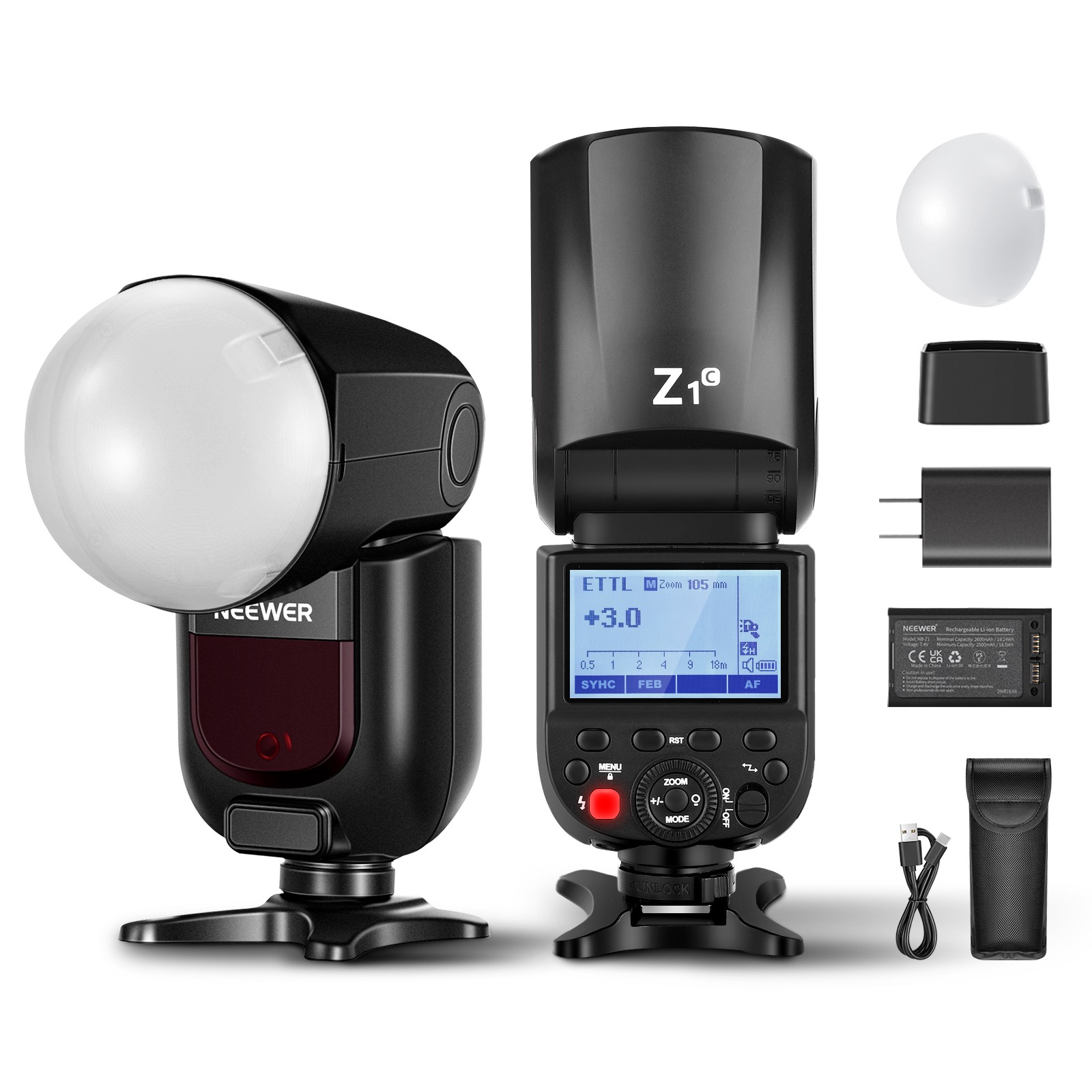 NEEWER Z1-C TTL Round Head Flash Speedlite for Canon with Magnetic Dome Diffuser