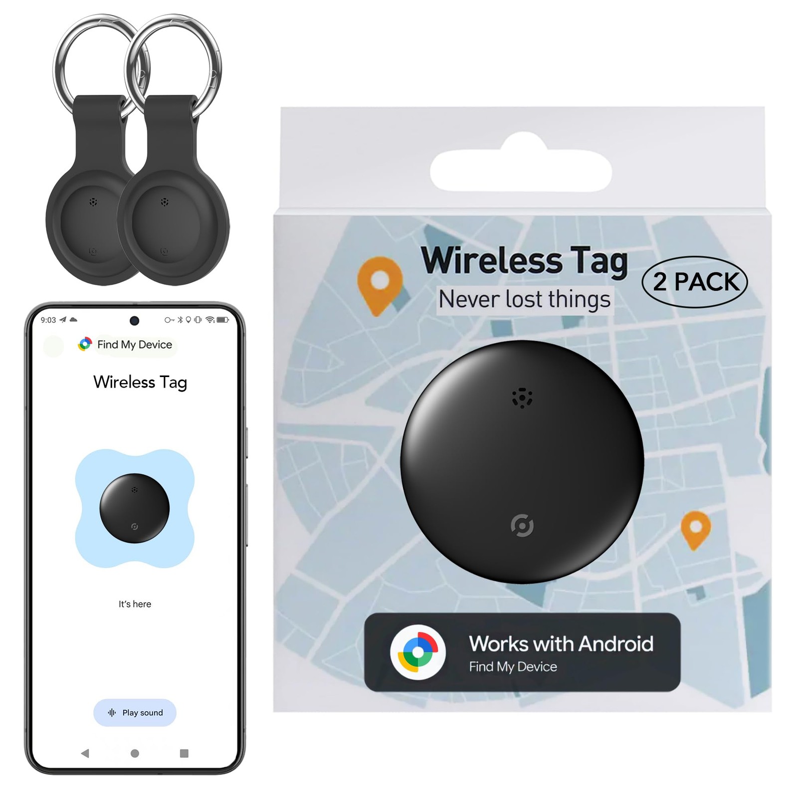 Android Smart Tracker Tag Bluetooth Find Hub Locator for Keys Wallet Bags IP67