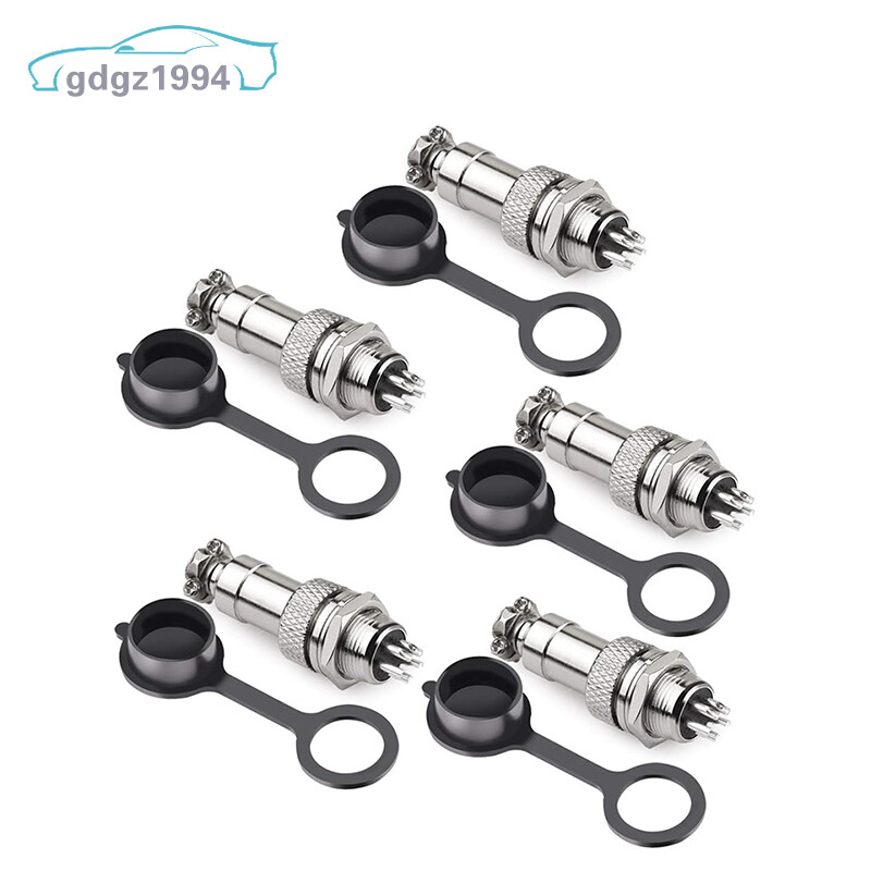 5 Pairs 12mm  GX12-5Pins Aviation Plug Connector Male Femal Panel Wire Connector