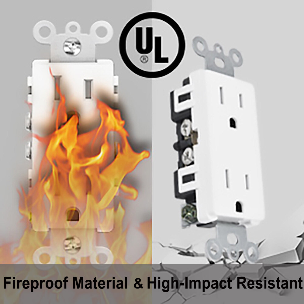 Decor Wall Recetpacle Outlet 15Amp 3 Wire Self-Grounding Tamper Resistant 24Pack