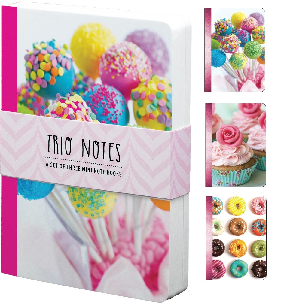 For Arts Sake Trio NotesPads Set of 3 Donuts Sweets Cupcakes Lined Mini Notebook