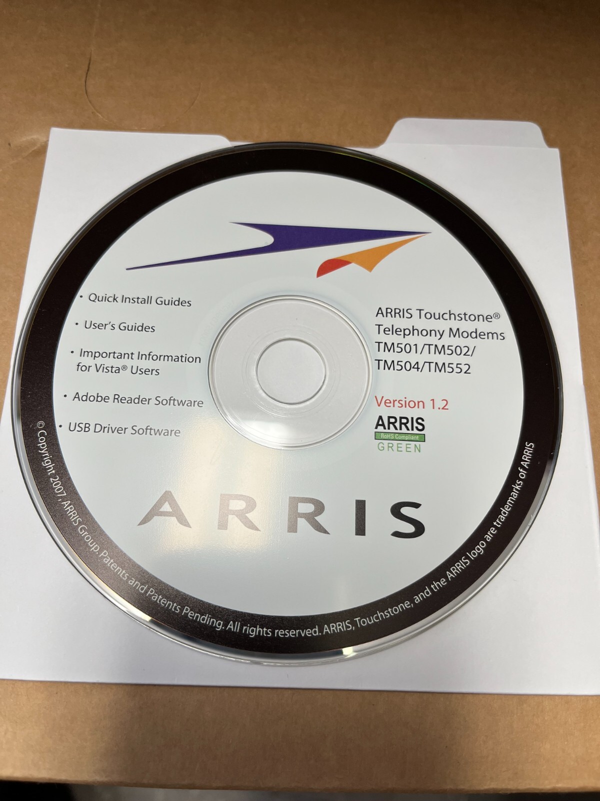 Arris Touchstone Telephony Modems TM501, TM502, TM504, TM552 Driver Software CD