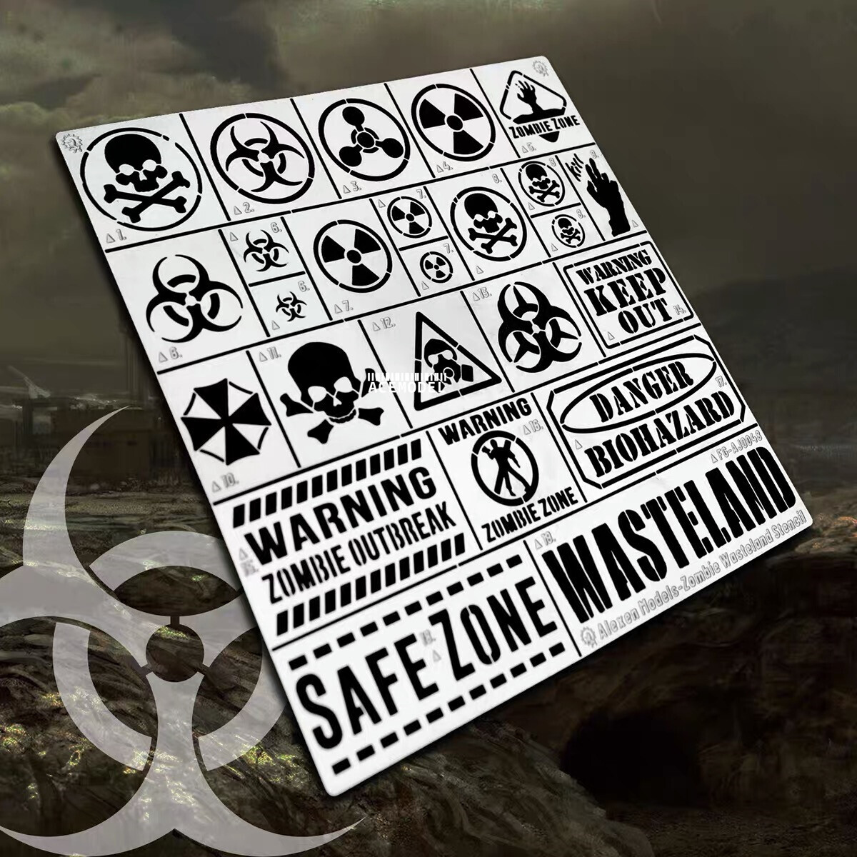Masteland/Zombie/Biohazard Chariot Leakage Spray Stencil Template Airbrush Tool