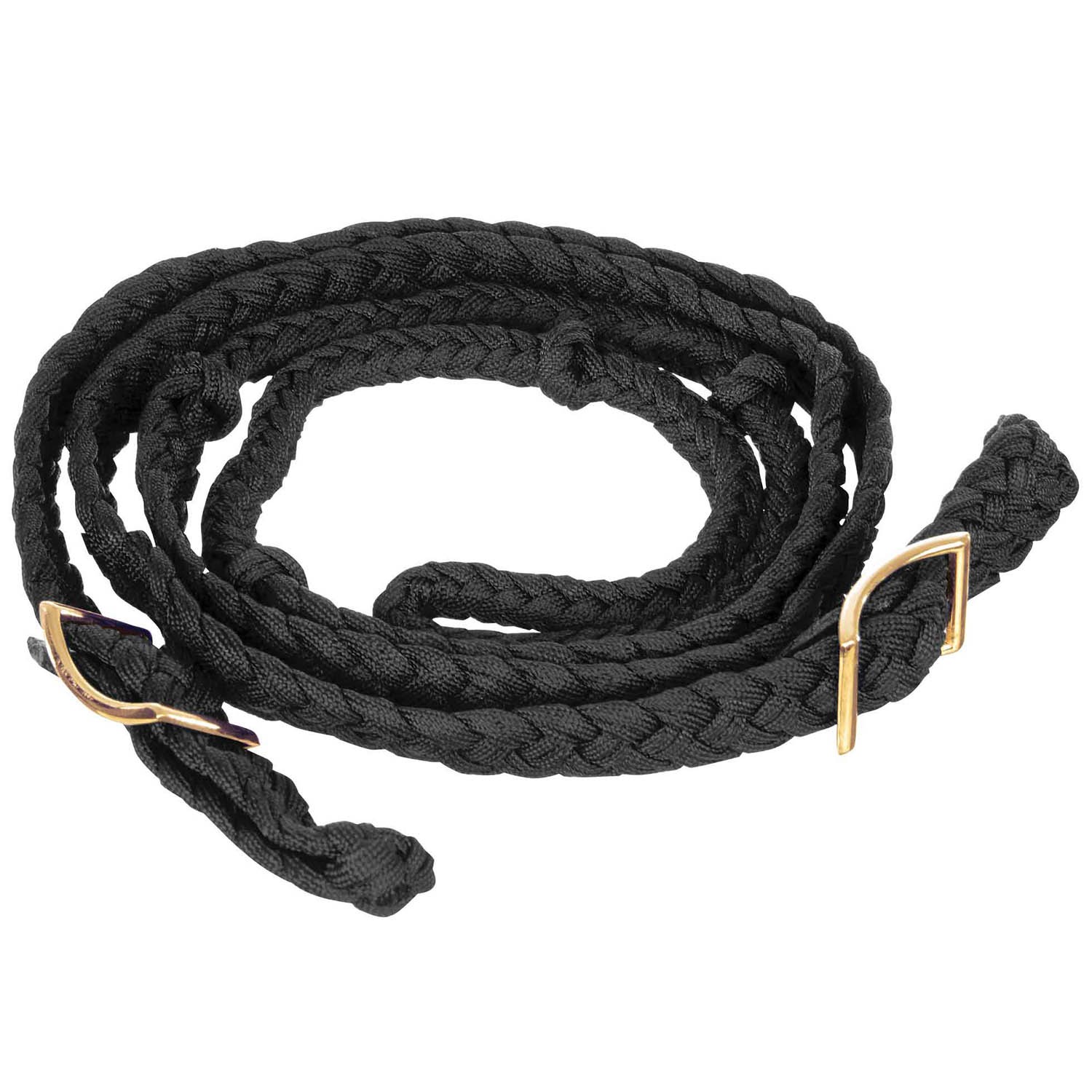 Knotted Braided Barrel Rein, 8 ft Color: Black