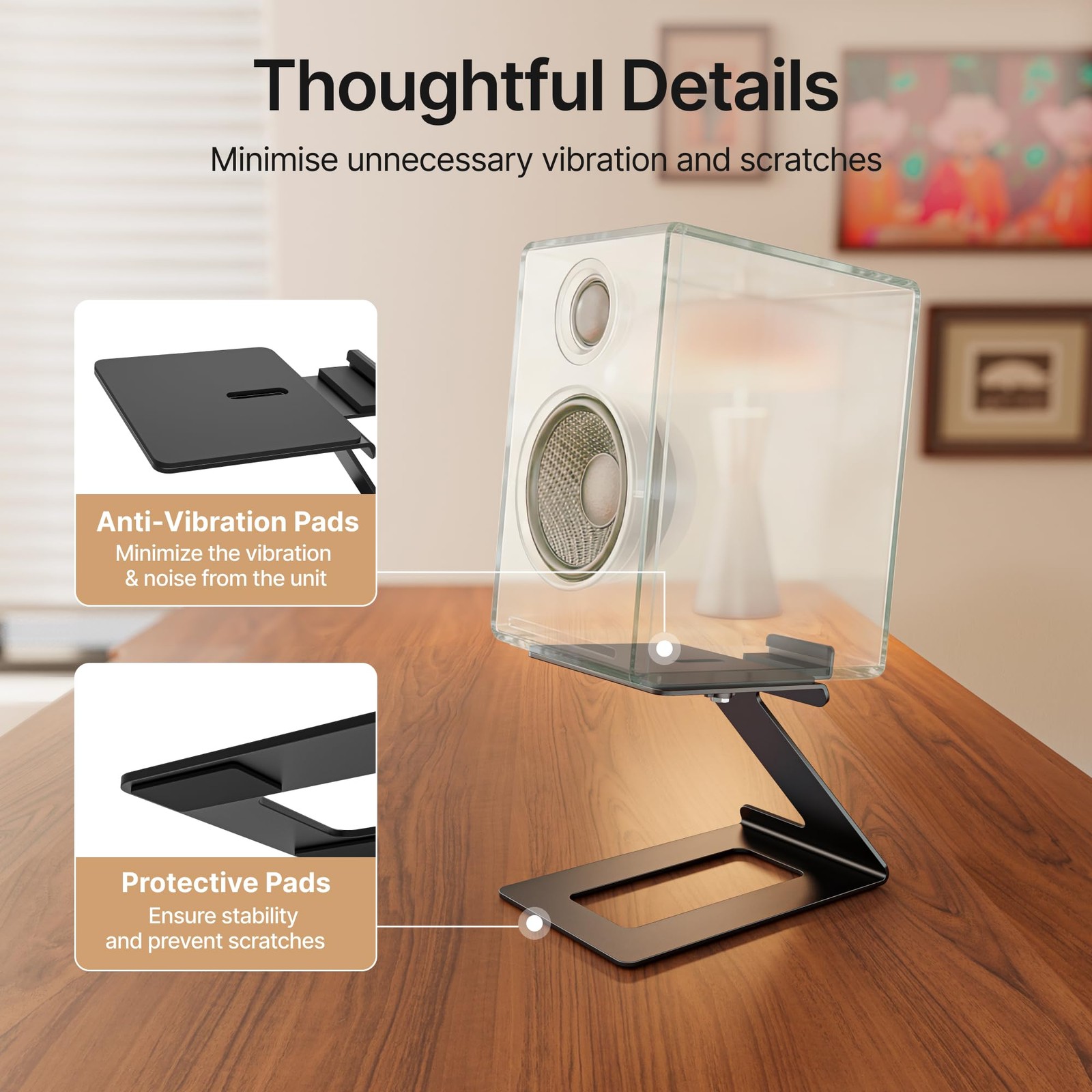 Desktop Speaker Stands Pair, Speaker Riser for Most Small & Medium Bookshelf Spe