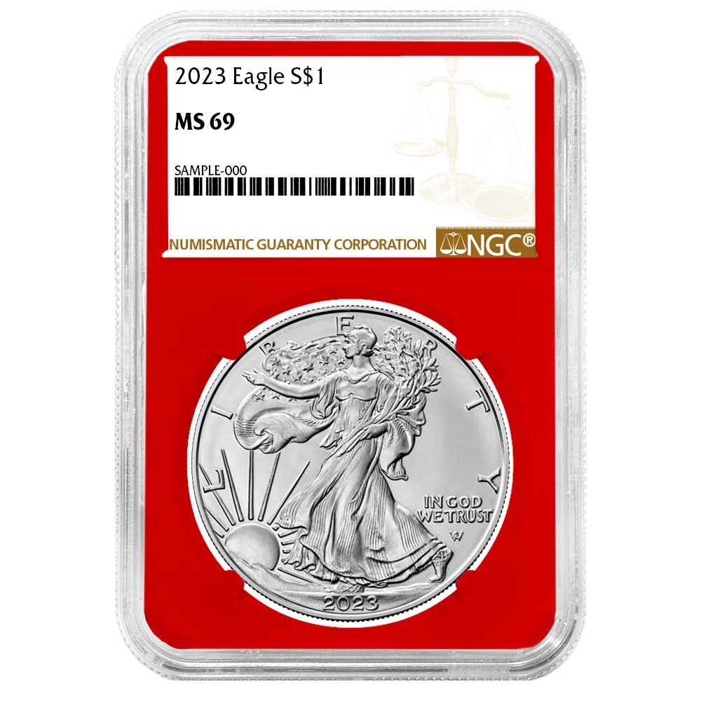 2023 $1 American Silver Eagle NGC MS69 Brown Label Red Core