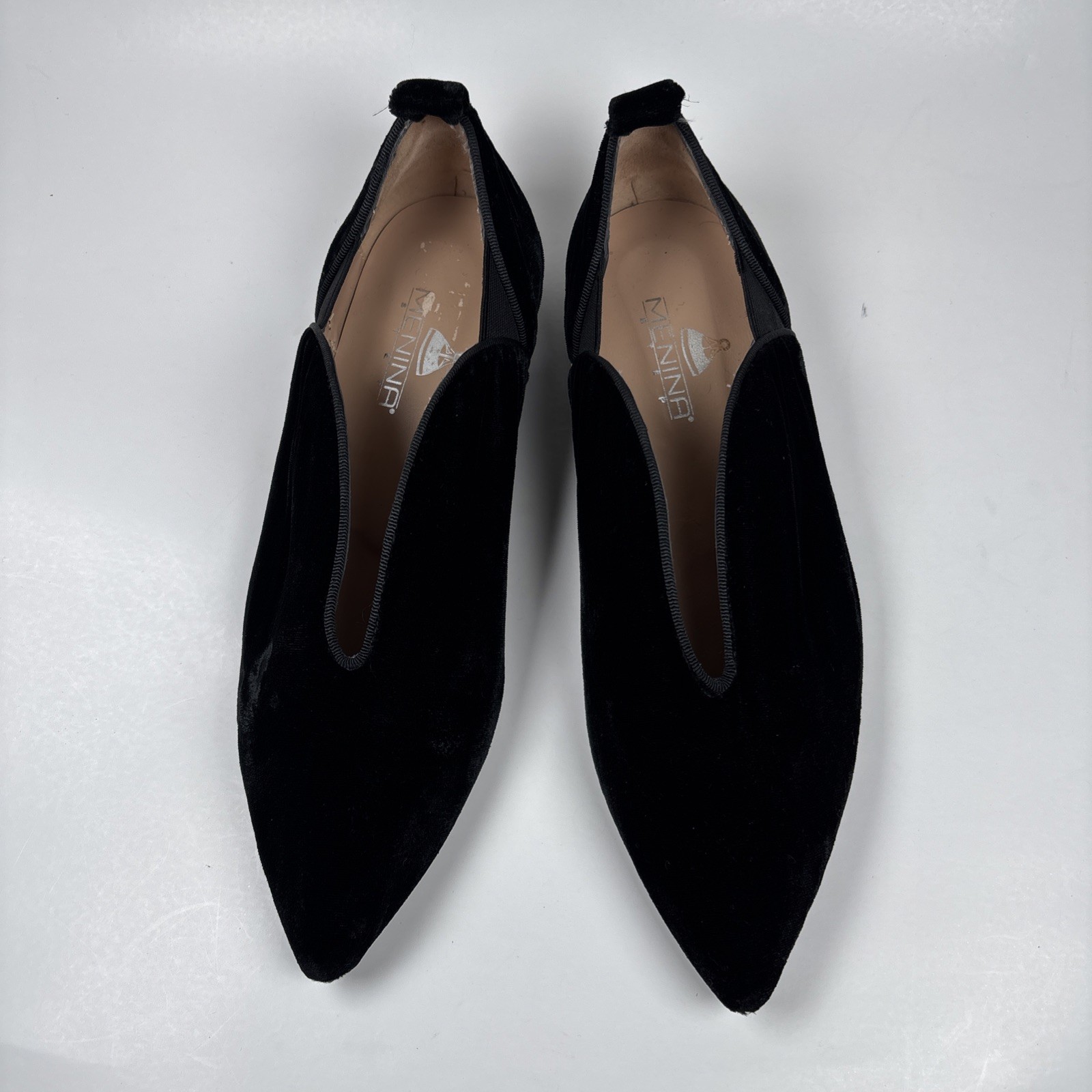 Menina Black Velvet Pointed Toe Smoking Slipper Flats Women’s Elegant Loafers 37