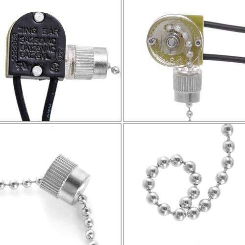 Topbuti 3 Pack Ceiling Fan Switch Zing Ear ZE-109 Two-Wire Light Switch, Silver